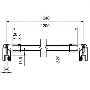 Stabilizační tyč kulatá, průměr 12,5 mm, sklo/sklo